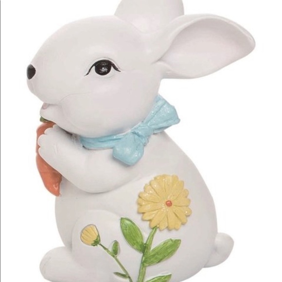 no brand Other - White & Blue Flower Scarf Bunny Figurine